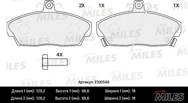 Miles E100548 - Kit de plaquettes de frein, frein à disque cwaw.fr