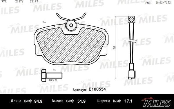 Miles E100554 - Kit de plaquettes de frein, frein à disque cwaw.fr