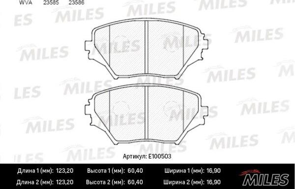 Miles E100503 - Kit de plaquettes de frein, frein à disque cwaw.fr