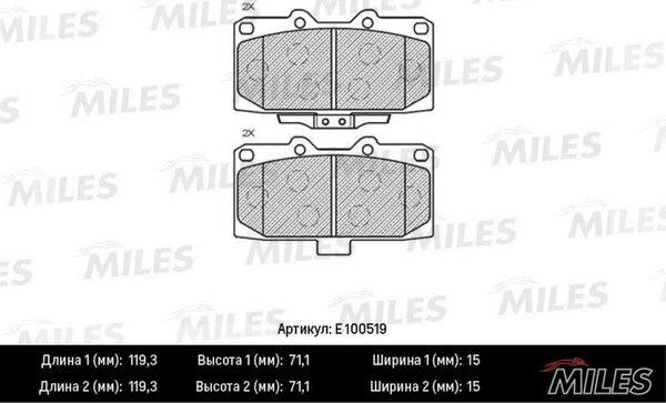 Miles E100519 - Kit de plaquettes de frein, frein à disque cwaw.fr