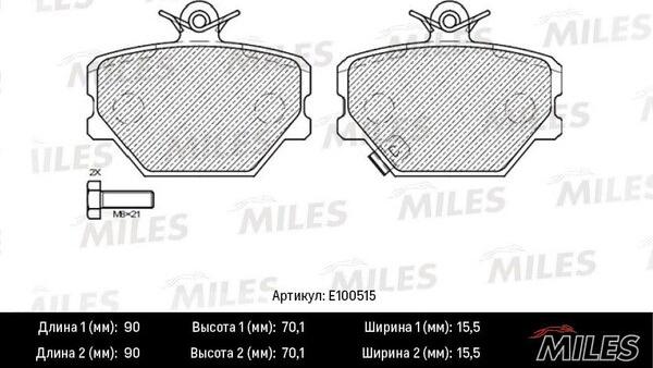 Miles E100515 - Kit de plaquettes de frein, frein à disque cwaw.fr