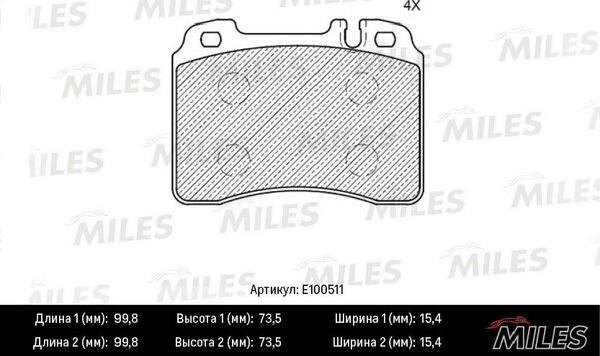 Miles E100511 - Kit de plaquettes de frein, frein à disque cwaw.fr