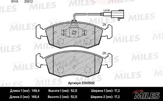 Miles E100532 - Kit de plaquettes de frein, frein à disque cwaw.fr