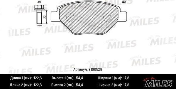 Miles E100529 - Kit de plaquettes de frein, frein à disque cwaw.fr