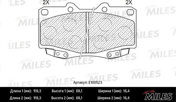 Miles E100523 - Kit de plaquettes de frein, frein à disque cwaw.fr