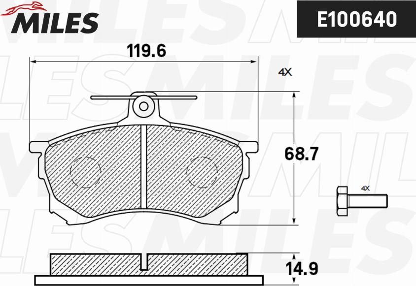 Miles E100640 - Kit de plaquettes de frein, frein à disque cwaw.fr