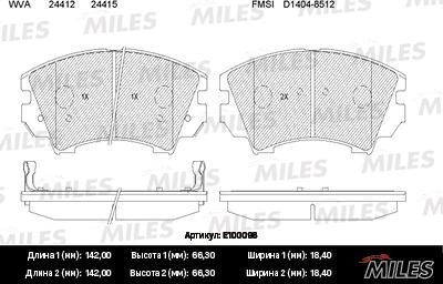 Miles E100098 - Kit de plaquettes de frein, frein à disque cwaw.fr