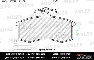 Miles E100049 - Kit de plaquettes de frein, frein à disque cwaw.fr