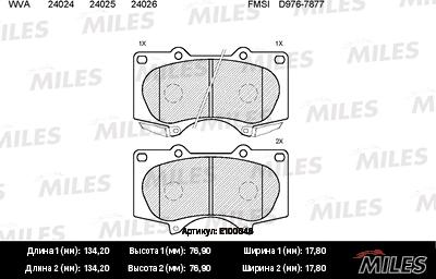 Miles E100046 - Kit de plaquettes de frein, frein à disque cwaw.fr