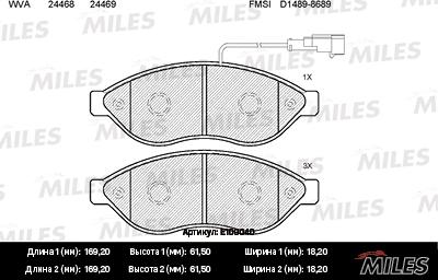 Miles E100040 - Kit de plaquettes de frein, frein à disque cwaw.fr