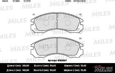 Miles E100047 - Kit de plaquettes de frein, frein à disque cwaw.fr