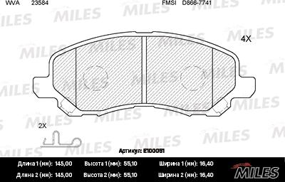 Miles E100051 - Kit de plaquettes de frein, frein à disque cwaw.fr