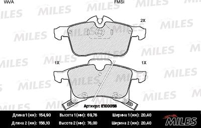 Miles E100058 - Kit de plaquettes de frein, frein à disque cwaw.fr