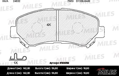 Miles E100052 - Kit de plaquettes de frein, frein à disque cwaw.fr