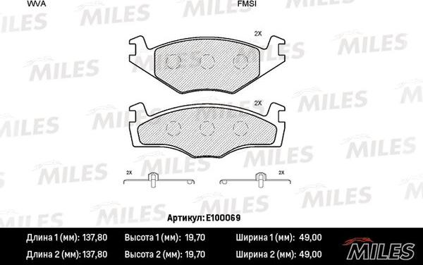 Miles E100069 - Kit de plaquettes de frein, frein à disque cwaw.fr