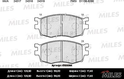 Miles E100064 - Kit de plaquettes de frein, frein à disque cwaw.fr