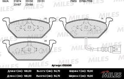 Miles E100061 - Kit de plaquettes de frein, frein à disque cwaw.fr