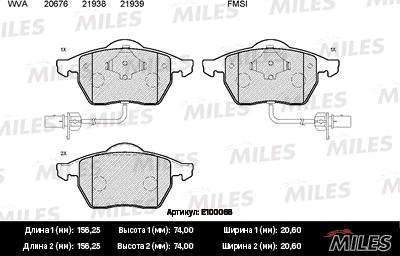 Miles E100068 - Kit de plaquettes de frein, frein à disque cwaw.fr