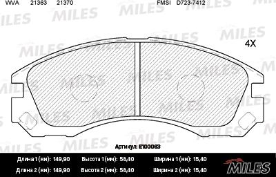 Miles E100063 - Kit de plaquettes de frein, frein à disque cwaw.fr