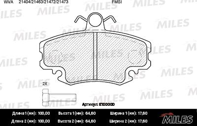 Miles E100000 - Kit de plaquettes de frein, frein à disque cwaw.fr