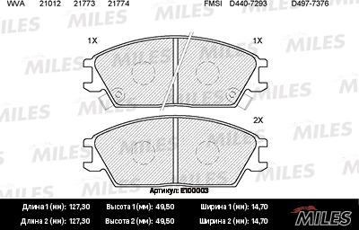 Miles E100003 - Kit de plaquettes de frein, frein à disque cwaw.fr