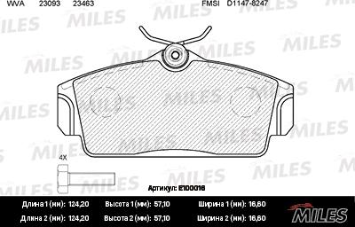 Miles E100016 - Kit de plaquettes de frein, frein à disque cwaw.fr