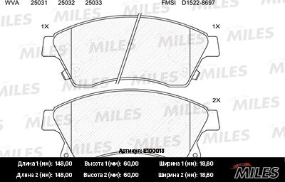 Miles E100013 - Kit de plaquettes de frein, frein à disque cwaw.fr