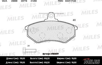 Miles E100017 - Kit de plaquettes de frein, frein à disque cwaw.fr