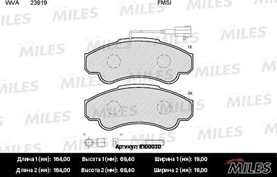 Miles E100030 - Kit de plaquettes de frein, frein à disque cwaw.fr