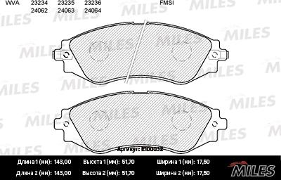 Miles E100032 - Kit de plaquettes de frein, frein à disque cwaw.fr