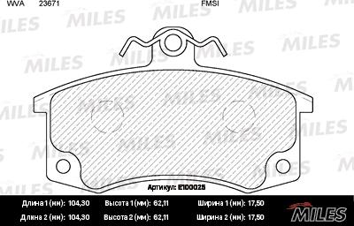 Miles E100025 - Kit de plaquettes de frein, frein à disque cwaw.fr