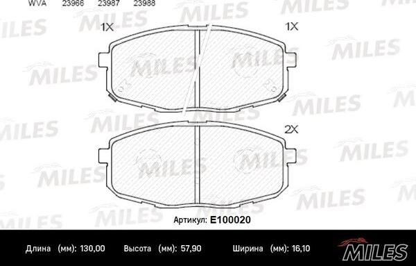 Miles E100020 - Kit de plaquettes de frein, frein à disque cwaw.fr