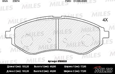 Miles E100022 - Kit de plaquettes de frein, frein à disque cwaw.fr