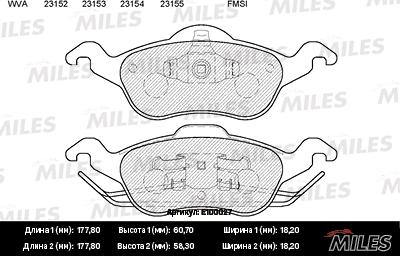 Miles E100027 - Kit de plaquettes de frein, frein à disque cwaw.fr