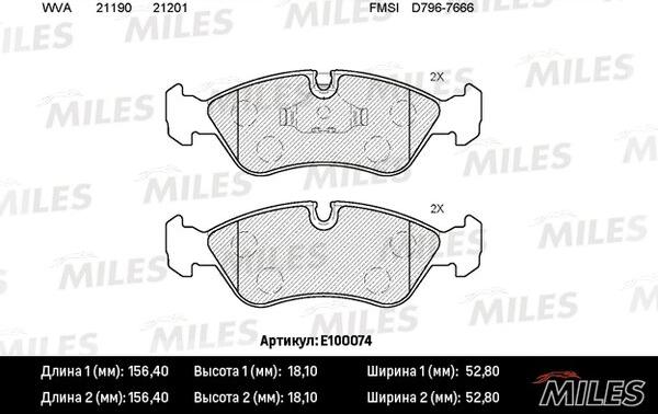 Miles E100074 - Kit de plaquettes de frein, frein à disque cwaw.fr