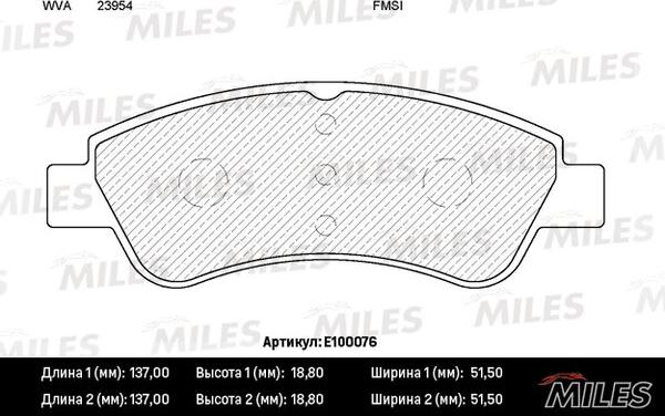 Miles E100076 - Kit de plaquettes de frein, frein à disque cwaw.fr