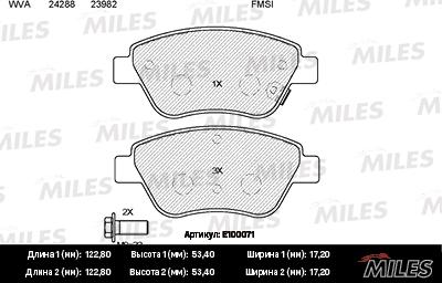 Miles E100071 - Kit de plaquettes de frein, frein à disque cwaw.fr