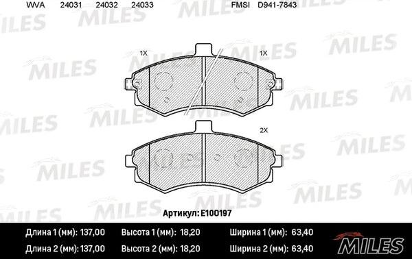 Miles E100197 - Kit de plaquettes de frein, frein à disque cwaw.fr