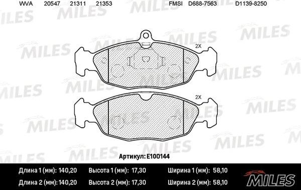 Miles E100144 - Kit de plaquettes de frein, frein à disque cwaw.fr