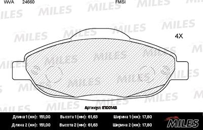 Miles E100145 - Kit de plaquettes de frein, frein à disque cwaw.fr