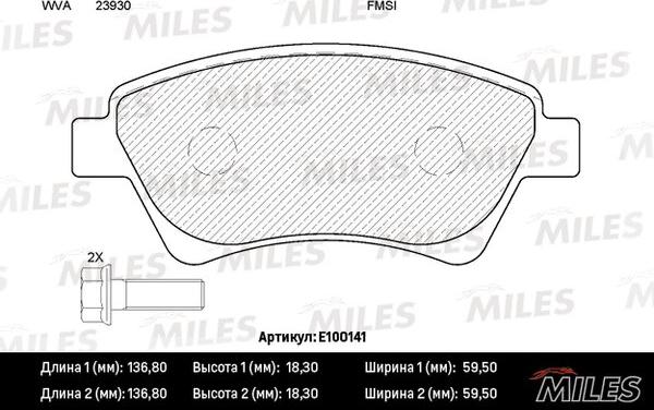 Miles E100141 - Kit de plaquettes de frein, frein à disque cwaw.fr