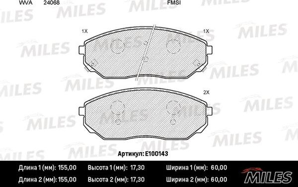 Miles E100143 - Kit de plaquettes de frein, frein à disque cwaw.fr