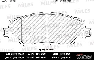 Miles E100147 - Kit de plaquettes de frein, frein à disque cwaw.fr