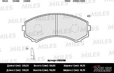 Miles E100155 - Kit de plaquettes de frein, frein à disque cwaw.fr