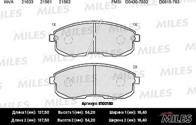 Miles E100150 - Kit de plaquettes de frein, frein à disque cwaw.fr