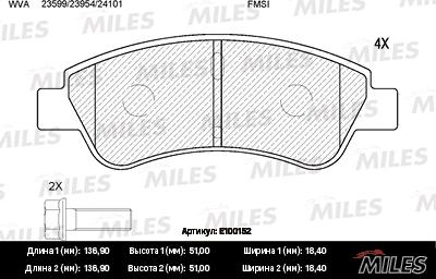 Miles E100152 - Kit de plaquettes de frein, frein à disque cwaw.fr