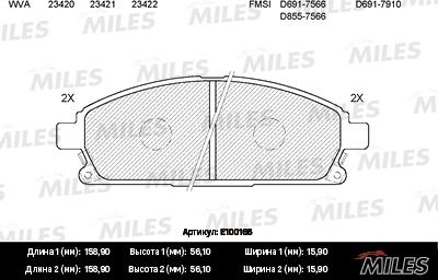 Miles E100166 - Kit de plaquettes de frein, frein à disque cwaw.fr