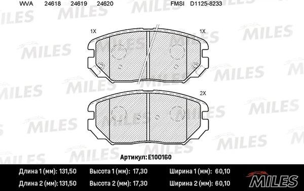 Miles E100160 - Kit de plaquettes de frein, frein à disque cwaw.fr