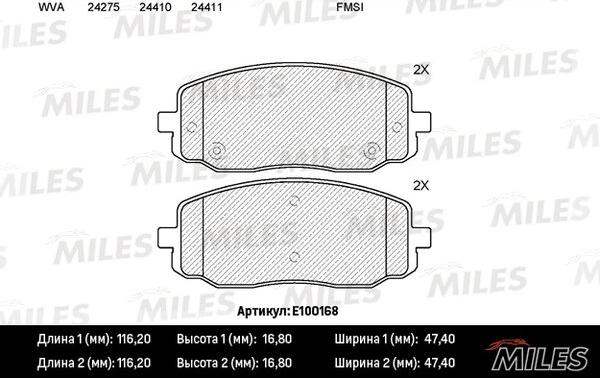 Miles E100168 - Kit de plaquettes de frein, frein à disque cwaw.fr