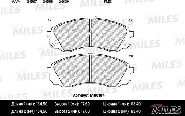 Miles E100104 - Kit de plaquettes de frein, frein à disque cwaw.fr